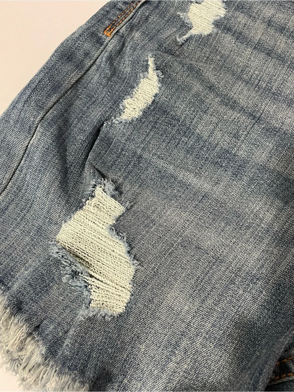 Indigo Rein Mid- Rise Distressed Blue Denim Shorts